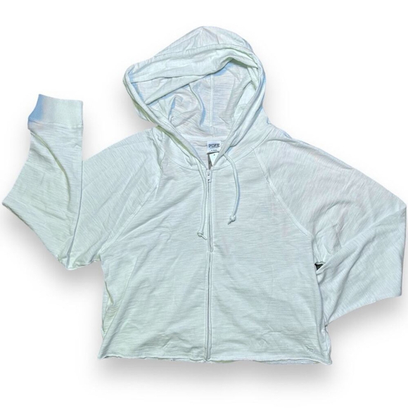NWT Victoria's Secret Cream Lightweight Zip Hoodie With Side Pockets- Medium - Picture 1 of 4